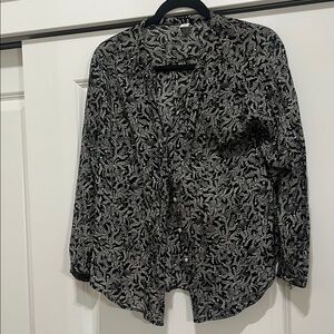 Black and White floral button down blouse